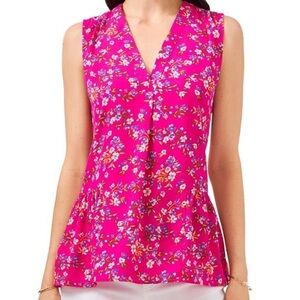 Vince Camuto Floral Print V-Neck Sleeveless Tank Top Small NWT Fuchsia